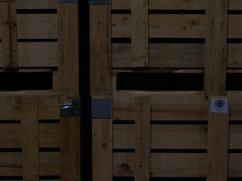 Stacked wooden crates ready for shipping